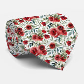 Cravate Aquarelle personnalisée Roses rouges (Roulé)