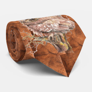 Cravate Aquarelle Petite Chouette Oiseau Animal Motif