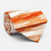 Cravate Aquarelle rayée dans les tons café et orange (Roulé)