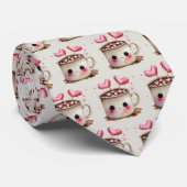 Cravate Aquarelle rose et crème mignonne Motif de cacao ch (Roulé)