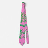 Cravate Aquarelle rose et vert Palm Tree Feuilles (Devant)