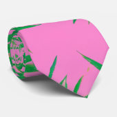 Cravate Aquarelle rose et vert Palm Tree Feuilles (Roulé)