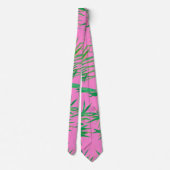 Cravate Aquarelle rose et vert Palm Tree Feuilles (Dos)