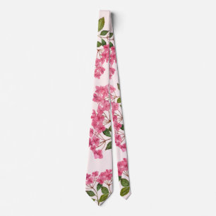 Cravate Aquarelle rose Hydrangée Lacecaps Peinture aux fle