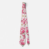 Cravate Aquarelle rose Magnolia Motif (Devant)