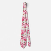 Cravate Aquarelle rose Magnolia Motif (Devant)