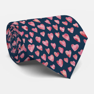Cravate Aquarelle rose mignonne Motif de coeur