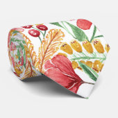 Cravate Aquarelle rose or jaune blanc Motif floral (Roulé)