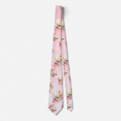 Cravate Aquarelle rose or Koi Poisson Floral (Devant)