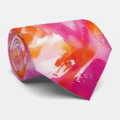 Cravate Aquarelle Rose Orange Abstrait (Roulé)