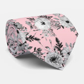 Cravate Aquarelle rose pâle blanc gris pâle (Roulé)