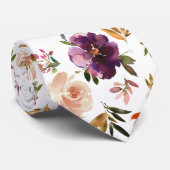 Cravate Aquarelle rose pourpre et bleu Rose cou (Roulé)