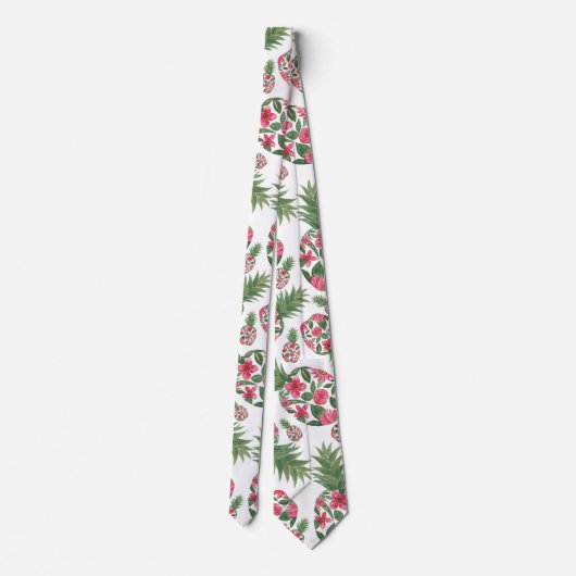 Cravate Aquarelle rose vert Motif d'ananas Floral (Dos)