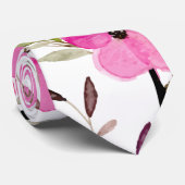 Cravate Aquarelle rose Vintage motif floral (Roulé)