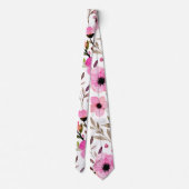 Cravate Aquarelle rose Vintage motif floral (Dos)
