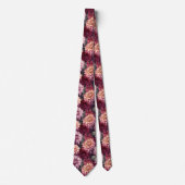 Cravate Aquarelle Rouge rose Dahlia Motif Design (Devant)