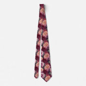 Cravate Aquarelle Rouge rose Dahlia Motif Design (Dos)