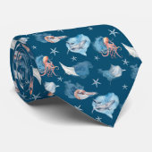 Cravate Aquarelle Sea Animaux Ocean Blue Design (Roulé)