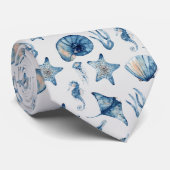 Cravate Aquarelle sous le Motif de mer (Roulé)