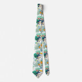 Cravate Aquarelle tropicale d'oiseau de perroquet d'ananas (Devant)