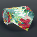 Cravate Aquarelle tropicale Feuille de palme botanique et<br><div class="desc">Aquarelle Tropical Botanical Palm Leaf & Hibiscus Design,  avec un motif moderne et branché amusant! Consultez ma boutique pour voir ce design sur de nombreux produits!</div>