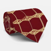 Cravate Aquarelle Unique Luxe Maroon Gold Print (Roulé)