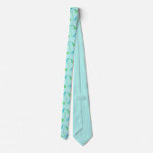 Cravate Aquarelle végétale Fleurs sauvages bleu vert (Dos)