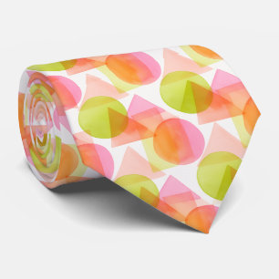 Cravate Aquarelle Vert Citron Vibrant et Rose Tendré