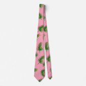 Cravate Aquarelle Vert & Pink Palm Tree Leaf Motif (Devant)