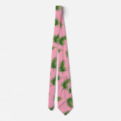 Cravate Aquarelle Vert & Pink Palm Tree Leaf Motif (Dos)