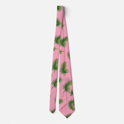Cravate Aquarelle Vert & Pink Palm Tree Leaf Motif (Dos)