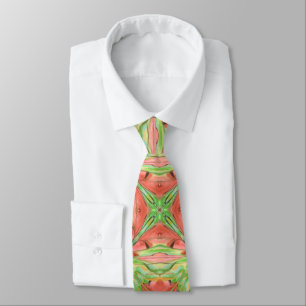 Cravate Aquarelle verte et rose Motif Abstrait