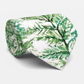 Cravate Aquarelle verte Motif arbre peint à la main (Roulé)