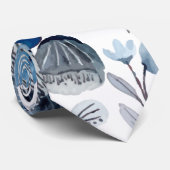 Cravate Aquarelle Vintage bleue motif floral (Roulé)