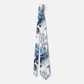 Cravate Aquarelle Vintage bleue motif floral (Dos)