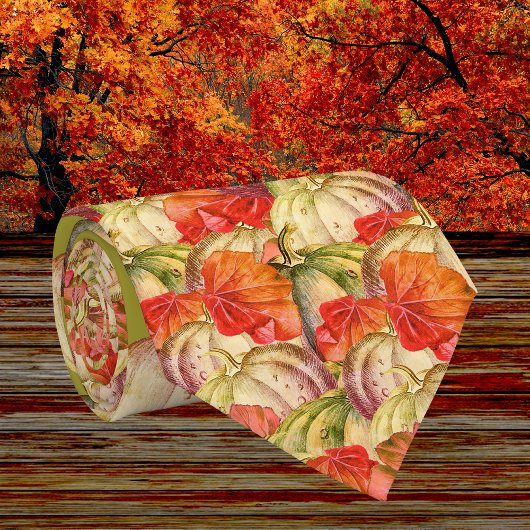 Cravate Aquarelle vintage Citrouilles Automne automne Oran