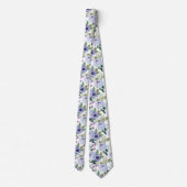 Cravate Aquarelle violette motif floral sur blanc, Mariage (Dos)