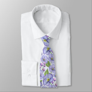Cravate Aquarelle Violettes Violettes & Motif Floral