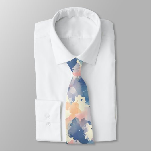 Cravate Aquarelles bleu rose (Attaché)