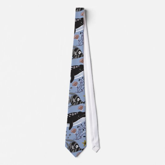 Cravate Aquatic animals pattern | ocean underwater life 19 (Devant)