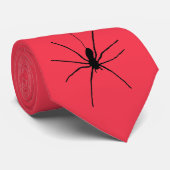 Cravate Araignée noire sur Amaranth couleur rouge (Roulé)