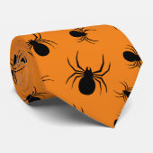 Cravate Araignées Halloween motif noir et orange (Roulé)