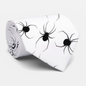 Cravate Araignées noires sur blanc (Roulé)