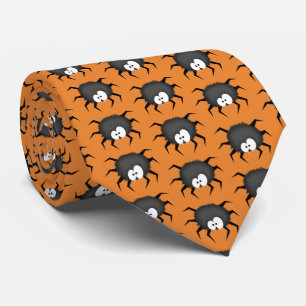 Cravate Araignées sur fond orange