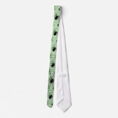 Cravate Araignées vert noir toile d'araignée motif Hallowe (Dos)