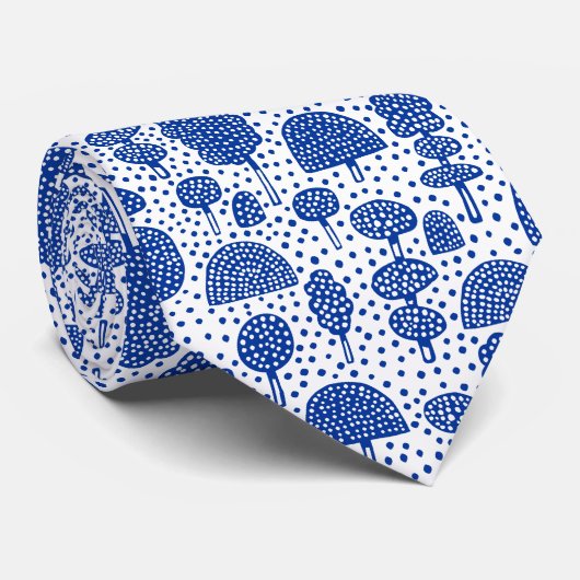 Cravate Arboretum 230715 - Bleu de marine sur blanc (Roulé)