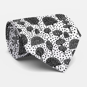 Cravate Arboretum 230715 - Noir sur blanc