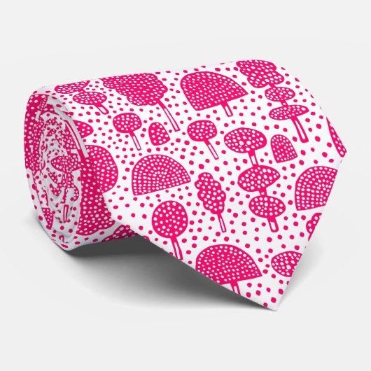 Cravate Arboretum 230715 - Rouge néon sur blanc (Roulé)