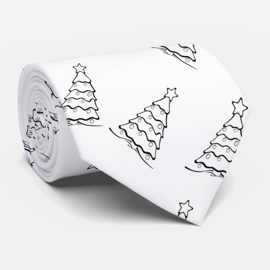 Cravate Arbre de Noël blanc (Roulé)