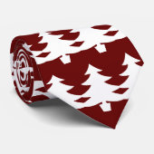 Cravate Arbre de Noël moderne Motif Bourgogne Red Mens (Roulé)